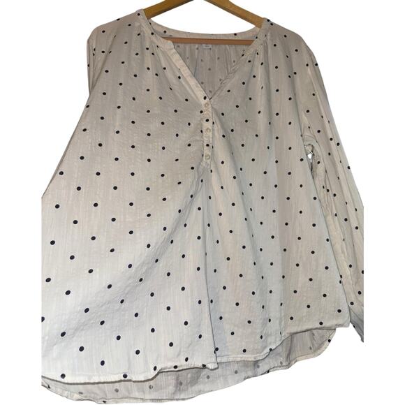 Old Navy Polka Dot Peasant Top Womens XL Lightweight Flowy Textured Beach Costal - Picture 2 of 7
